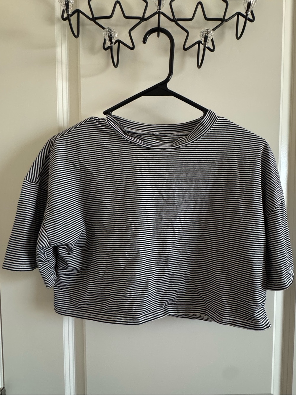 Striped Boxy Crop Top - Black & White